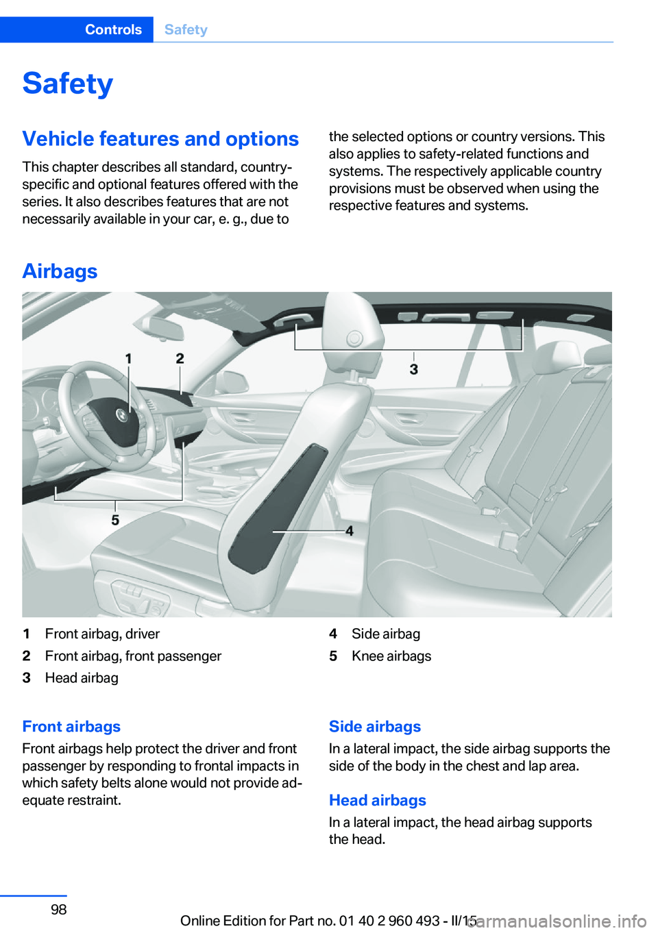 BMW 328I XDRIVE SPORTS WAGON 2016 Owners Manual SafetyVehicle features and options
This chapter describes all standard, country-
specific and optional features offered with the
series. It also describes features that are not
necessarily available i BMW 328I XDRIVE SPORTS WAGON 2016 Owners Manual SafetyVehicle features and options
This chapter describes all standard, country-
specific and optional features offered with the
series. It also describes features that are not
necessarily available i