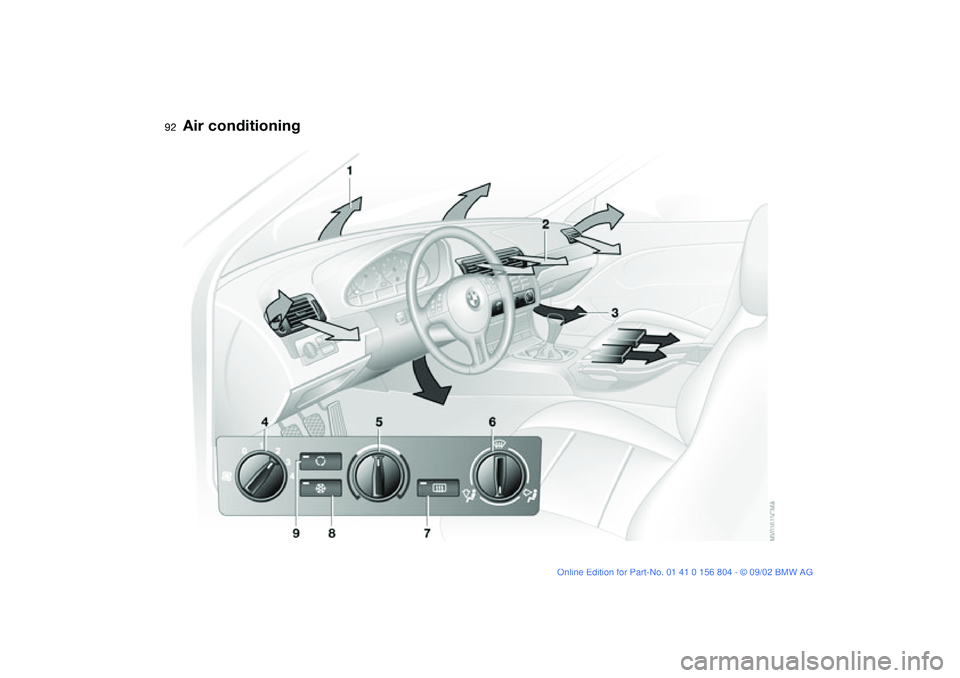 BMW 330I 2003 Owners Manual 92Controlling the climate for pleasant driving
Air conditioning BMW 330I 2003 Owners Manual 92Controlling the climate for pleasant driving
Air conditioning