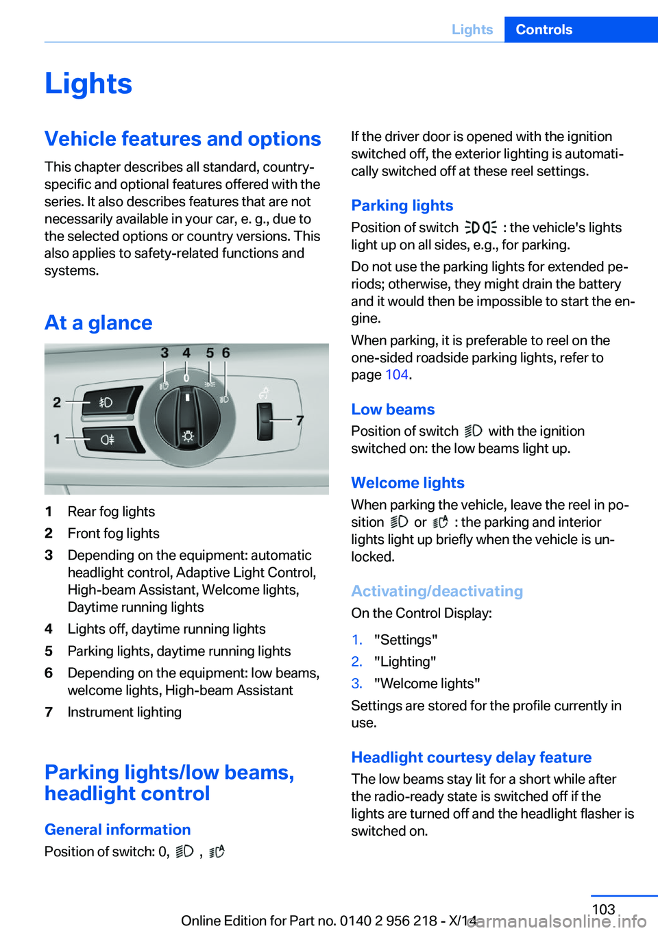BMW 528I XDRIVE SEDAN 2014 Owners Manual LightsVehicle features and optionsThis chapter describes all standard, country-
specific and optional features offered with the
series. It also describes features that are not
necessarily available in BMW 528I XDRIVE SEDAN 2014 Owners Manual LightsVehicle features and optionsThis chapter describes all standard, country-
specific and optional features offered with the
series. It also describes features that are not
necessarily available in