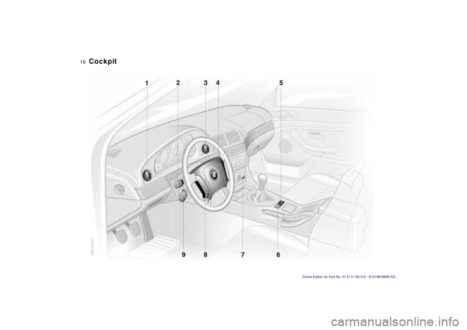 BMW 540I SEDAN 2000 User Guide  
16n
390us001
 
Cockpit 