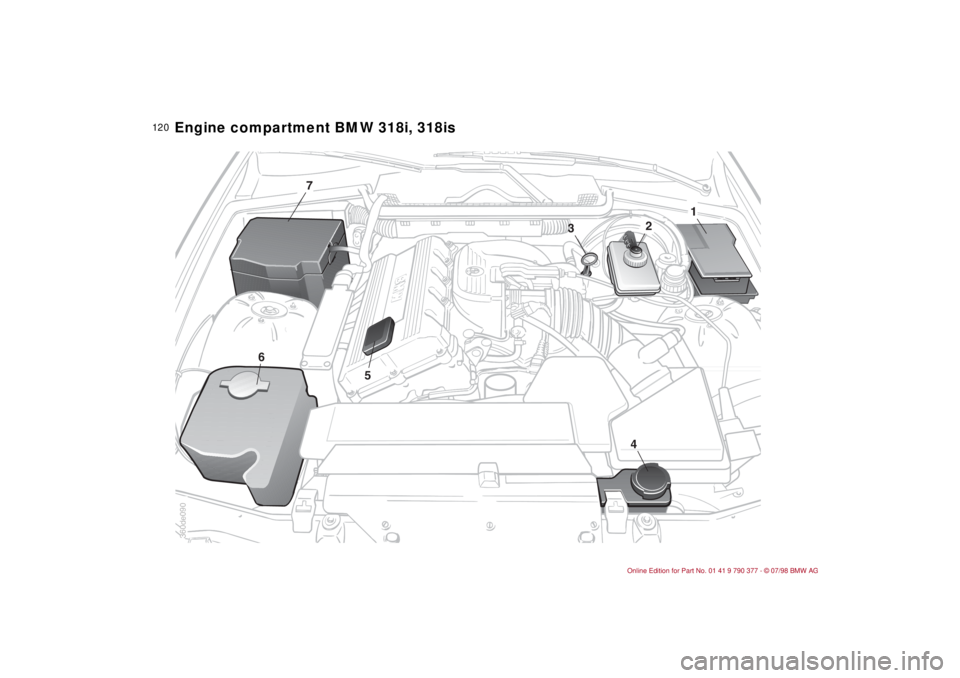 BMW CONVERTIBLE 1998 Owners Manual 12 0
Engine compartment BMW 318i, 318is
7
6
5
5
4
3
2
1
4
360de090 BMW CONVERTIBLE 1998 Owners Manual 12 0
Engine compartment BMW 318i, 318is
7
6
5
5
4
3
2
1
4
360de090