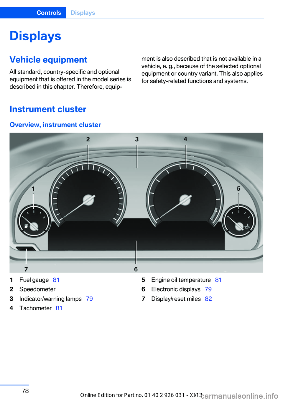 BMW M5 SEDAN 2013 Manual Online DisplaysVehicle equipmentAll standard, country-specific and optional
equipment that is offered in the model series is
described in this chapter. Therefore, equip‐ment is also described that is not a BMW M5 SEDAN 2013 Manual Online DisplaysVehicle equipmentAll standard, country-specific and optional
equipment that is offered in the model series is
described in this chapter. Therefore, equip‐ment is also described that is not a