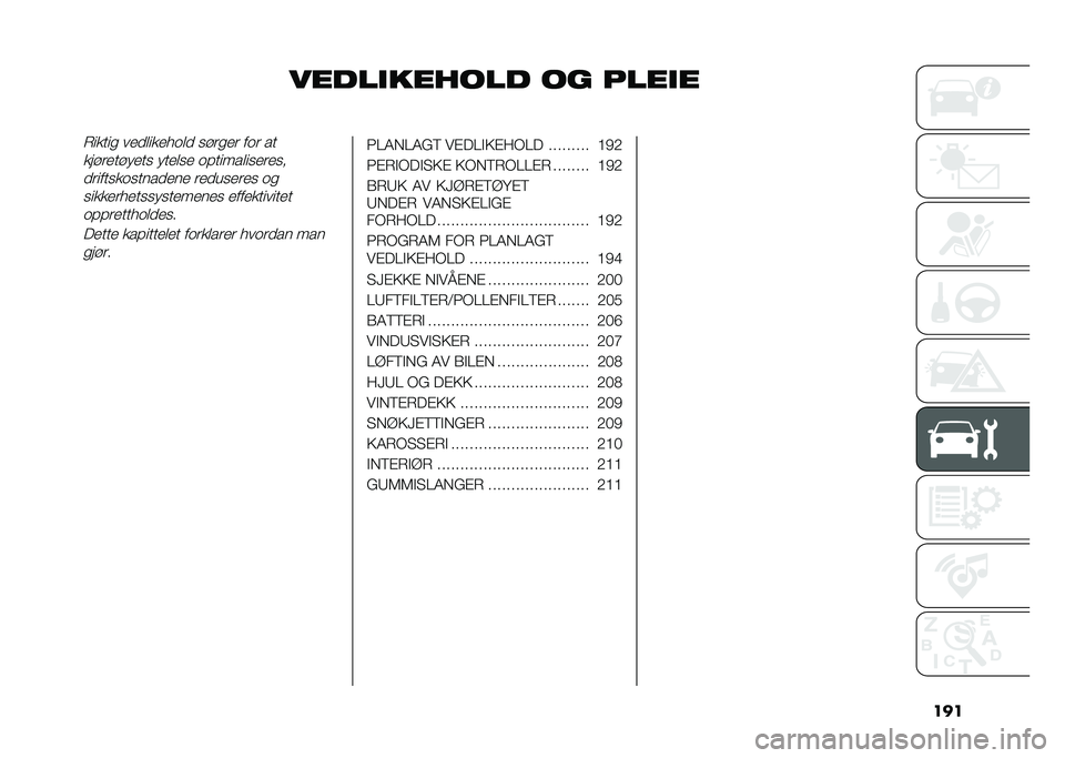 FIAT DUCATO 2020  Drift- og vedlikeholdshåndbok (in Norwegian) ���
������
����� �� ������-����� ��
�
�	���
���	�
 �� ���
� ��� ��
��� ��
�� ��
�� ���
�	��
 �������	���
��
��
�
������������
�
�