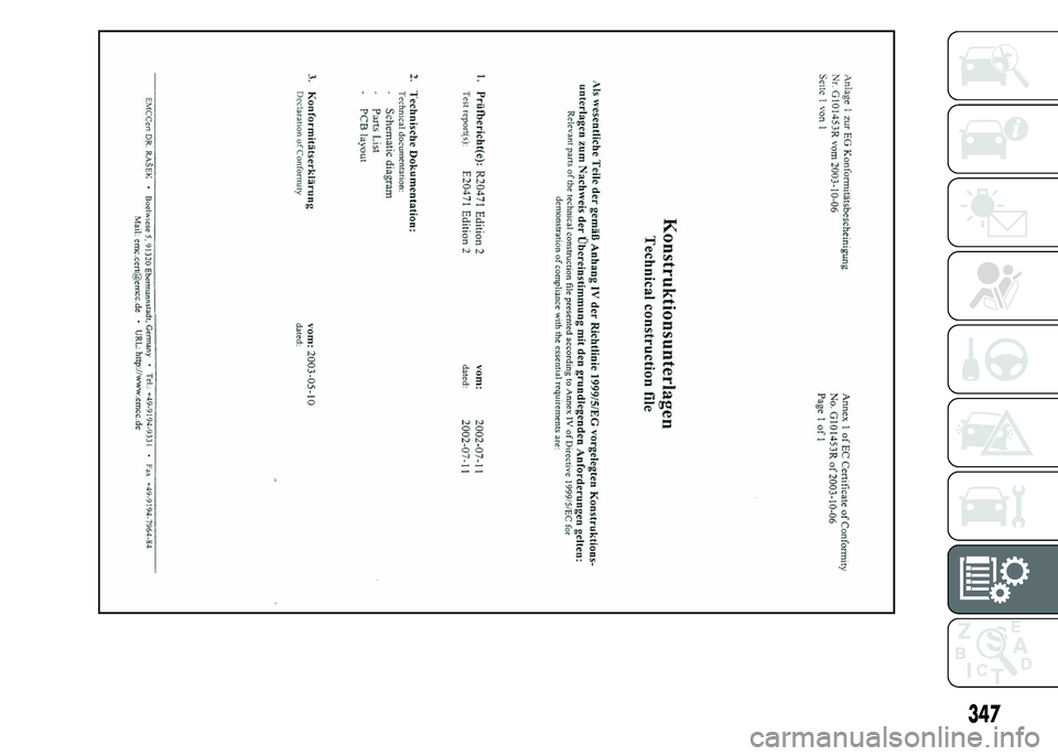 FIAT DUCATO 2015  Owner handbook (in English) 347 