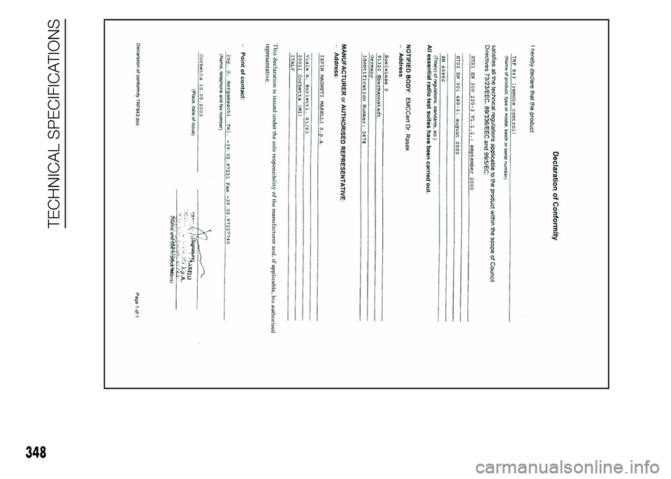 FIAT DUCATO 2015  Owner handbook (in English) 348
TECHNICAL SPECIFICATIONS 