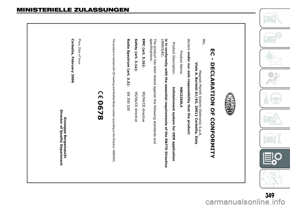 FIAT DUCATO 2015  Betriebsanleitung (in German) MINISTERIELLE ZULASSUNGEN
349 