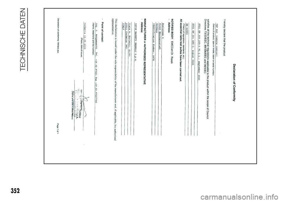 FIAT DUCATO 2015  Betriebsanleitung (in German) 352
TECHNISCHE DATEN 