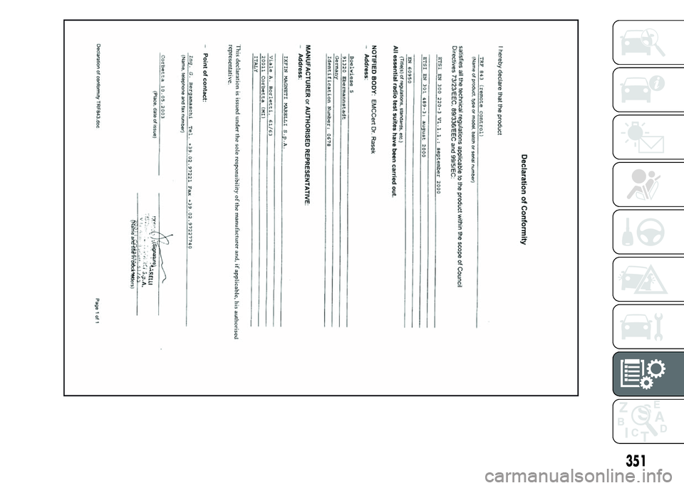 FIAT DUCATO 2015  Manual de Empleo y Cuidado (in Spanish) 351 