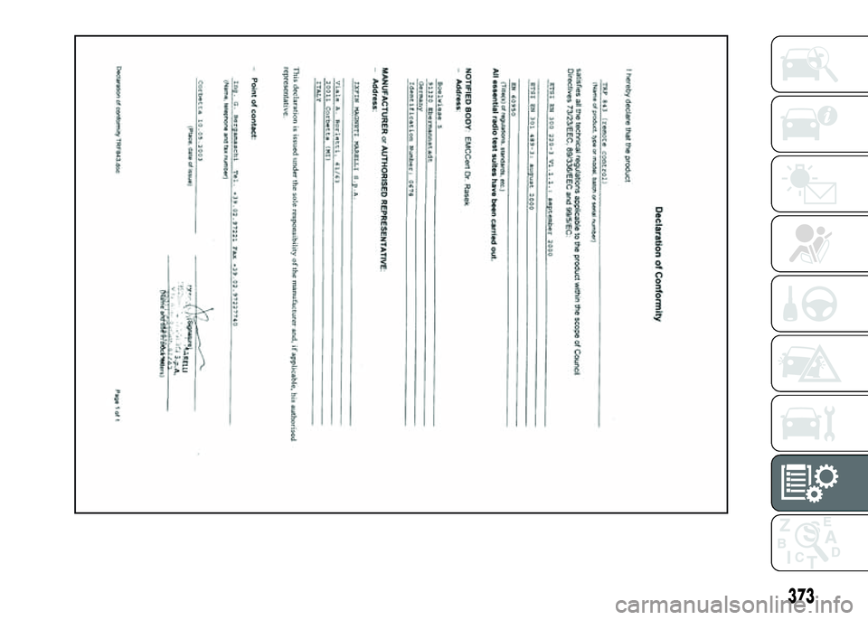 FIAT DUCATO 2016  Manual de Empleo y Cuidado (in Spanish) 373 