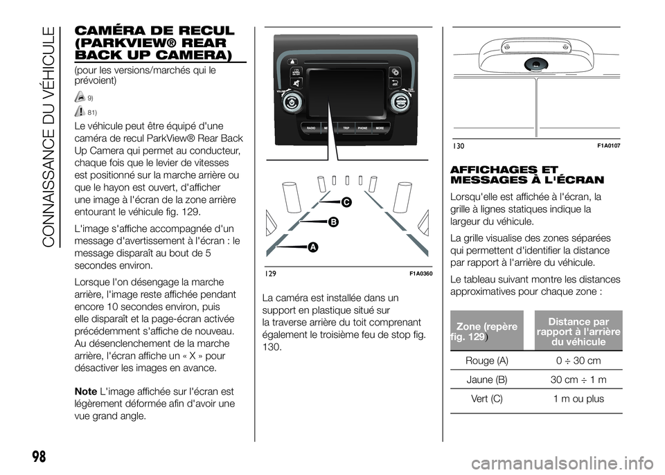 FIAT DUCATO 2016 Notice dentretien (in French) CAMÉRA DE RECUL
(PARKVIEW® REAR
BACK UP CAMERA)
(pour les versions/marchés qui le
prévoient)
9)
81)
Le véhicule peut être équipé d'une
caméra de recul ParkView® Rear Back
Up Camera qui p FIAT DUCATO 2016 Notice dentretien (in French) CAMÉRA DE RECUL
(PARKVIEW® REAR
BACK UP CAMERA)
(pour les versions/marchés qui le
prévoient)
9)
81)
Le véhicule peut être équipé d'une
caméra de recul ParkView® Rear Back
Up Camera qui p