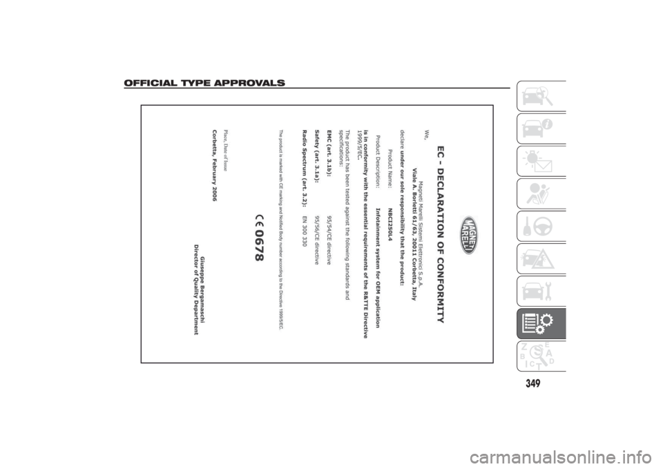 FIAT DUCATO 2014  Instructieboek (in Dutch) OFFICIAL TYPE APPROVALS
349
11-3-2014 16:50 Pagina 349 
