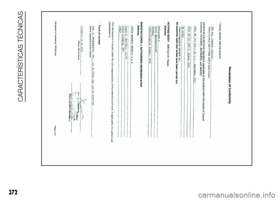 FIAT DUCATO 2016  Manual de Uso e Manutenção (in Portuguese) 372
CARACTERÍSTICAS TÉCNICAS 