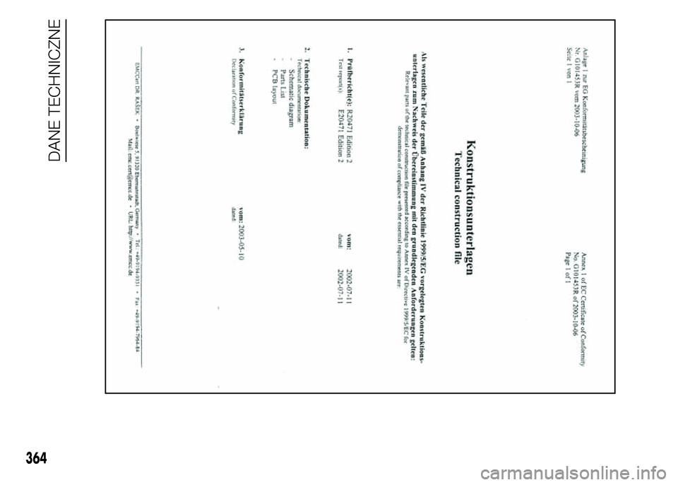 FIAT DUCATO 2015  Instrukcja obsługi (in Polish) 364
DANE TECHNICZNE 