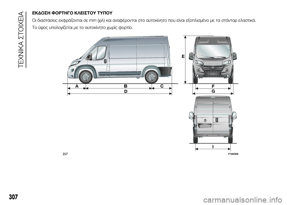 FIAT DUCATO 2016  ΒΙΒΛΙΟ ΧΡΗΣΗΣ ΚΑΙ ΣΥΝΤΗΡΗΣΗΣ (in Greek) ΕΚΔΟΣΗ ΦΟΡΤΗΓΟ ΚΛΕΙΣΤΟΥ ΤΥΠΟΥ
Οι διαστάσεις εκφUPάζUYνται σε mm (χιλ) και αναφέUPUYνται στUY αυτUYκίνητUY πUYυ είναι ε