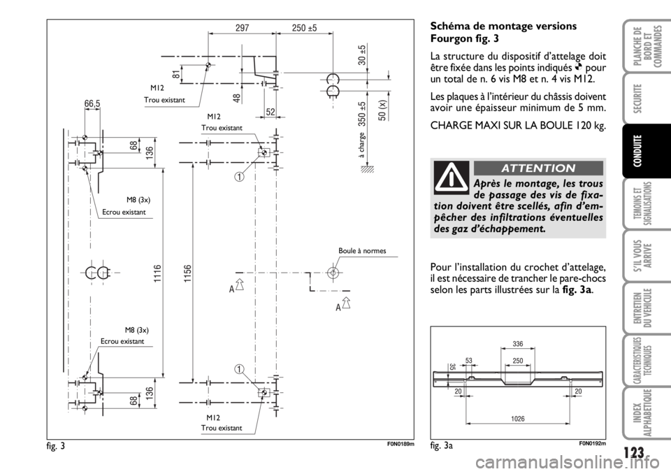 FIAT DUCATO 2006 Notice dentretien (in French) 123
TEMOINS ET
SIGNALISATIONS
S’IL VOUS
ARRIVE
ENTRETIEN
DU VEHICULE
CARACTERISTIQUES
TECHNIQUES
INDEX
ALPHABETIQUE
PLANCHE DE
BORD ET
COMMANDES
SECURITE
CONDUITE
Schéma de montage versions
Fourgon FIAT DUCATO 2006 Notice dentretien (in French) 123
TEMOINS ET
SIGNALISATIONS
S’IL VOUS
ARRIVE
ENTRETIEN
DU VEHICULE
CARACTERISTIQUES
TECHNIQUES
INDEX
ALPHABETIQUE
PLANCHE DE
BORD ET
COMMANDES
SECURITE
CONDUITE
Schéma de montage versions
Fourgon