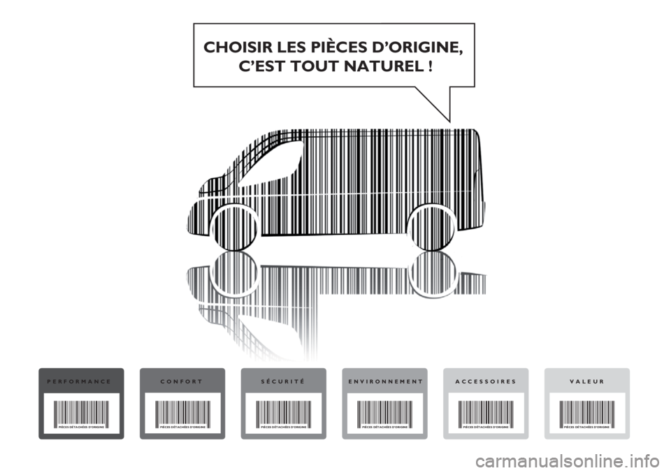 FIAT DUCATO 2011  Notice dentretien (in French) CHOISIR LES PIÈCES D’ORIGINE, 
C’EST TOUT NATUREL !
PERFORMANCE
PIÈCES DÉTACHÉES D’ORIGINE
CONFORT
PIÈCES DÉTACHÉES D’ORIGINEPIÈCES DÉTACHÉES D’ORIGINE
ENVIRONNEMENT
PIÈCES DÉTAC
