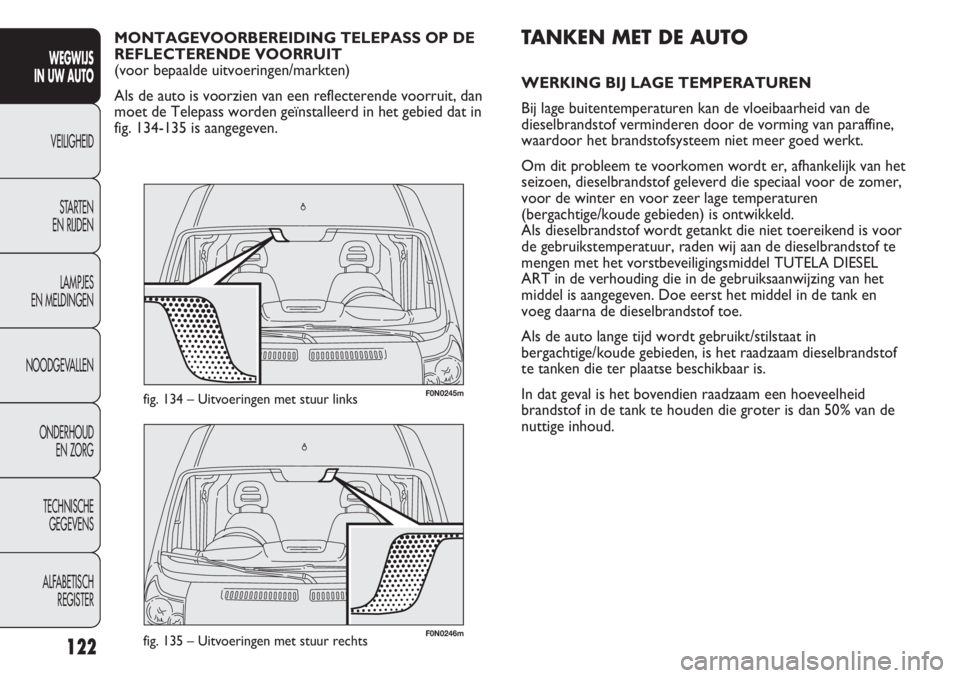FIAT DUCATO 2013 Instructieboek (in Dutch) F0N0246mfig. 135 – Uitvoeringen met stuur rechts
F0N0245mfig. 134 – Uitvoeringen met stuur links
TANKEN MET DE AUTO
WERKING BIJ LAGE TEMPERATUREN
Bij lage buitentemperaturen kan de vloeibaarheid v FIAT DUCATO 2013 Instructieboek (in Dutch) F0N0246mfig. 135 – Uitvoeringen met stuur rechts
F0N0245mfig. 134 – Uitvoeringen met stuur links
TANKEN MET DE AUTO
WERKING BIJ LAGE TEMPERATUREN
Bij lage buitentemperaturen kan de vloeibaarheid v