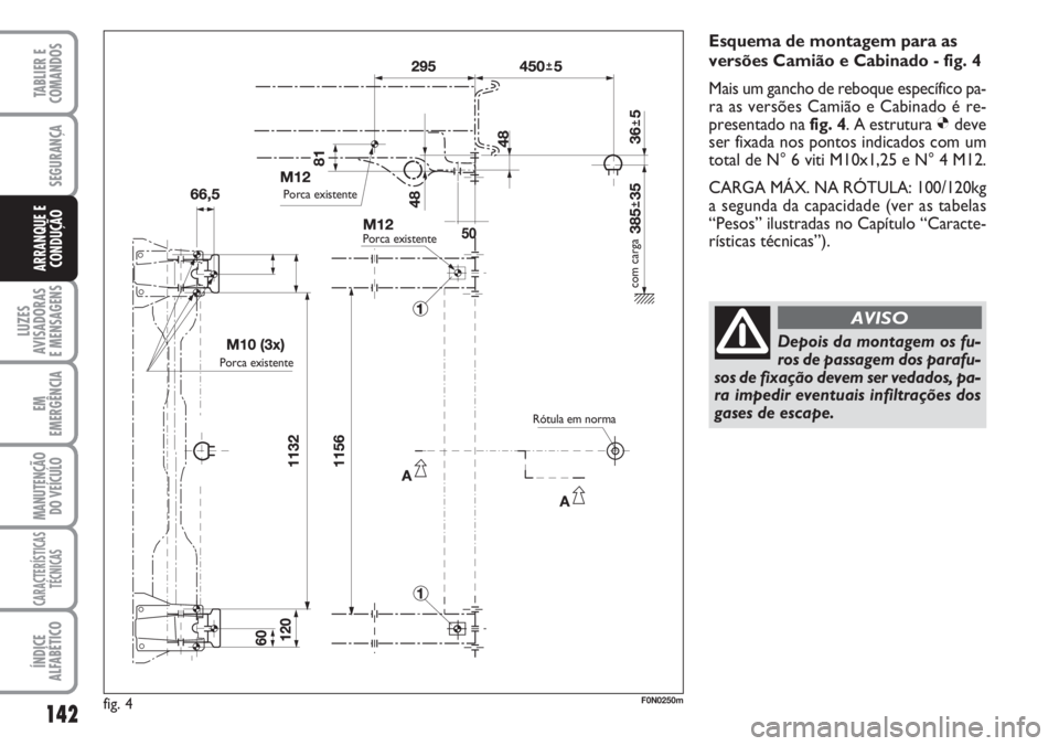 FIAT DUCATO 2007 Manual de Uso e Manutenção (in Portuguese) 142
LUZES
AVISADORAS
E MENSAGENS
EM
EMERGÊNCIA
MANUTENÇÃO
DO VEÍCULO
CARACTERÍSTICAS
TÉCNICAS
ÍNDICE
ALFABÉTICO
TABLIER E
COMANDOS
SEGURANÇA
ARRANQUE E
CONDUÇÃO
Esquema de montagem para FIAT DUCATO 2007 Manual de Uso e Manutenção (in Portuguese) 142
LUZES
AVISADORAS
E MENSAGENS
EM
EMERGÊNCIA
MANUTENÇÃO
DO VEÍCULO
CARACTERÍSTICAS
TÉCNICAS
ÍNDICE
ALFABÉTICO
TABLIER E
COMANDOS
SEGURANÇA
ARRANQUE E
CONDUÇÃO
Esquema de montagem para