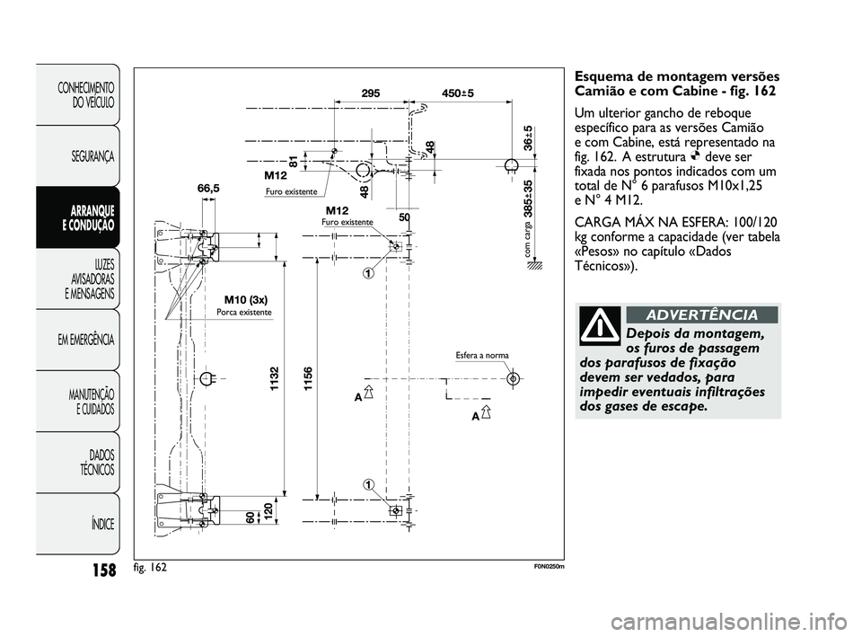 FIAT DUCATO 2009 Manual de Uso e Manutenção (in Portuguese) 158
CONHECIMENTO
DO VEÍCULO
SEGURANÇA
ARRANQUE
E CONDUÇÃO
LUZES
AVISADORAS
E MENSAGENS
EM EMERGÊNCIA
MANUTENÇÃO
E CUIDADOS
DADOS
TÉCNICOS
ÍNDICE
Esquema de montagem versões
Camião FIAT DUCATO 2009 Manual de Uso e Manutenção (in Portuguese) 158
CONHECIMENTO
DO VEÍCULO
SEGURANÇA
ARRANQUE
E CONDUÇÃO
LUZES
AVISADORAS
E MENSAGENS
EM EMERGÊNCIA
MANUTENÇÃO
E CUIDADOS
DADOS
TÉCNICOS
ÍNDICE
Esquema de montagem versões
Camião