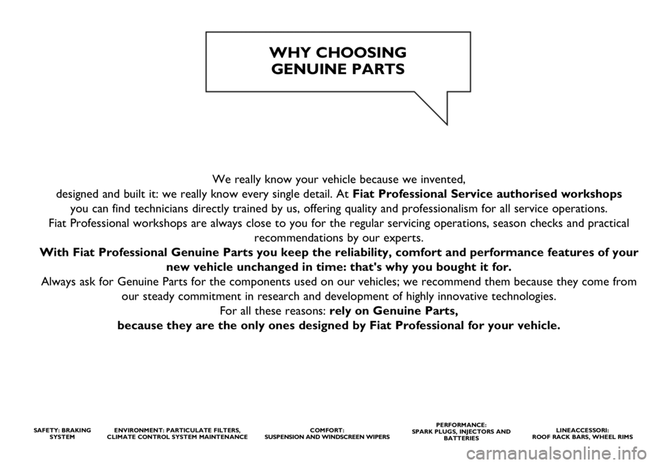 FIAT DUCATO BASE CAMPER 2020  Owner handbook (in English) We really know your vehicle because we invented, 
designed and built it: we really know every single detail. At Fiat Professional Service authorised workshops
you can find technicians directly trained
