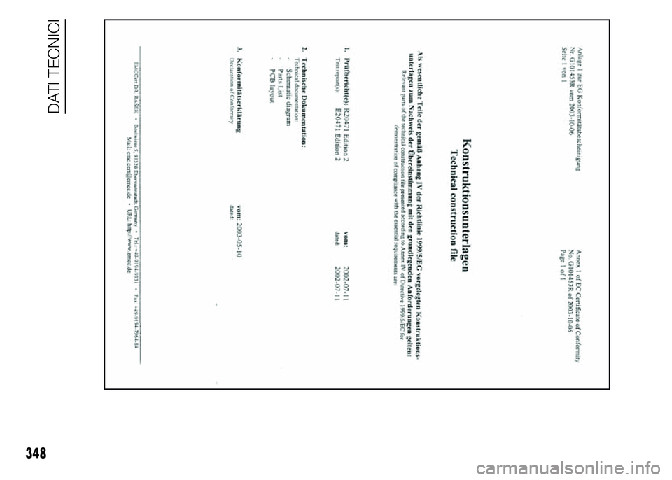 FIAT DUCATO BASE CAMPER 2015  Libretto Uso Manutenzione (in Italian) 348
DATI TECNICI 
