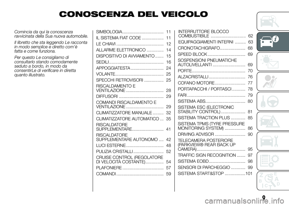 FIAT DUCATO BASE CAMPER 2016 Libretto Uso Manutenzione (in Italian) CONOSCENZA DEL VEICOLO
Comincia da qui la conoscenza
ravvicinata della Sua nuova automobile.
Il libretto che sta leggendo Le racconta
in modo semplice e diretto com'è
fatta e come funziona.
Per q FIAT DUCATO BASE CAMPER 2016 Libretto Uso Manutenzione (in Italian) CONOSCENZA DEL VEICOLO
Comincia da qui la conoscenza
ravvicinata della Sua nuova automobile.
Il libretto che sta leggendo Le racconta
in modo semplice e diretto com'è
fatta e come funziona.
Per q