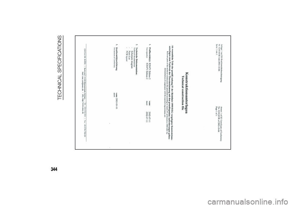 FIAT DUCATO BASE CAMPER 2014  Owner handbook (in English) 344
TECHNICAL SPECIFICATIONS 
