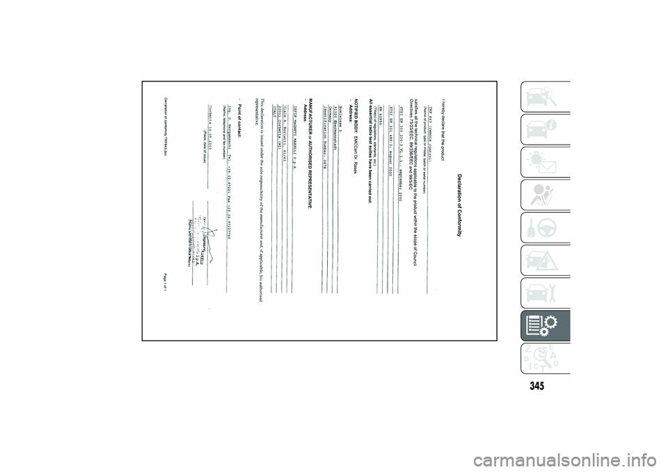 FIAT DUCATO BASE CAMPER 2014  Owner handbook (in English) 345 