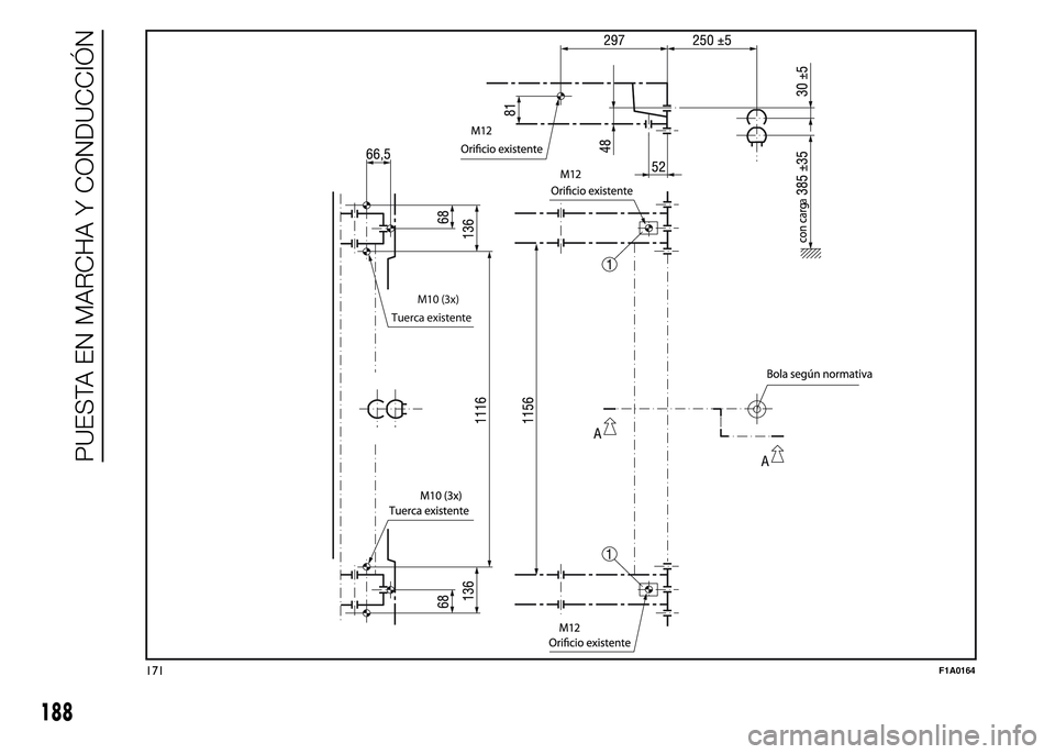 FIAT DUCATO BASE CAMPER 2015 Manual de Empleo y Cuidado (in Spanish) Tuerca existente
a
M10 (3x)
171F1A0164
188
PUESTA EN MARCHA Y CONDUCCIÓN FIAT DUCATO BASE CAMPER 2015 Manual de Empleo y Cuidado (in Spanish) Tuerca existente
a
M10 (3x)
171F1A0164
188
PUESTA EN MARCHA Y CONDUCCIÓN