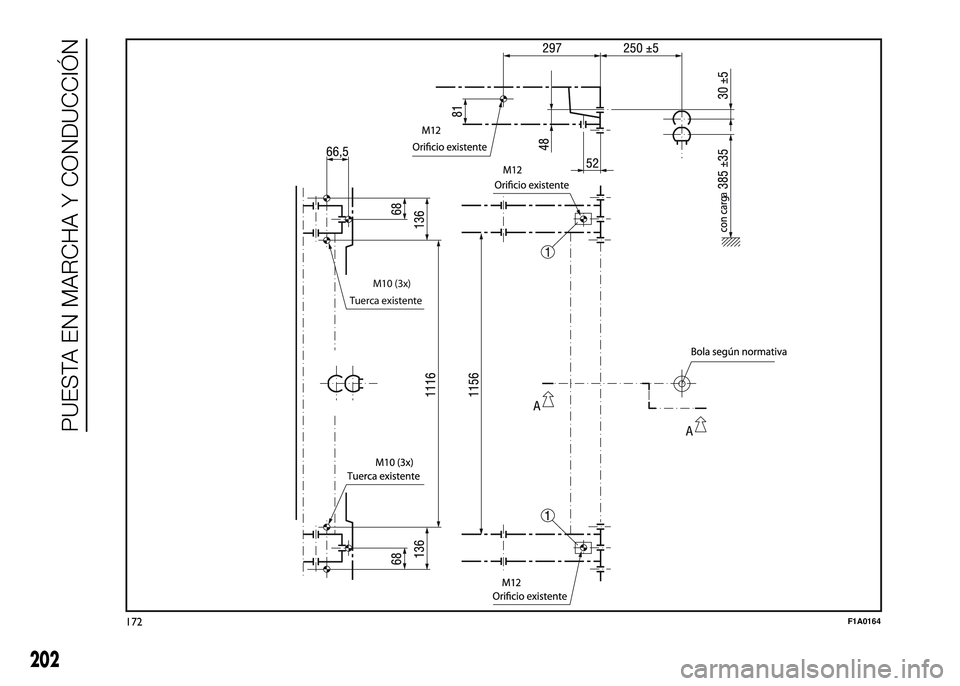 FIAT DUCATO BASE CAMPER 2016 Manual de Empleo y Cuidado (in Spanish) Tuerca existente
a
M10 (3x)
172F1A0164
202
PUESTA EN MARCHA Y CONDUCCIÓN FIAT DUCATO BASE CAMPER 2016 Manual de Empleo y Cuidado (in Spanish) Tuerca existente
a
M10 (3x)
172F1A0164
202
PUESTA EN MARCHA Y CONDUCCIÓN