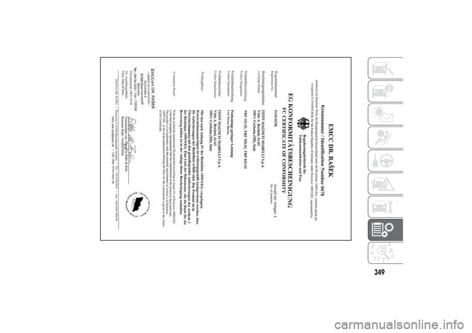 FIAT DUCATO BASE CAMPER 2014  Notice dentretien (in French) 349
3-3-2014 17:35 Pagina 349 