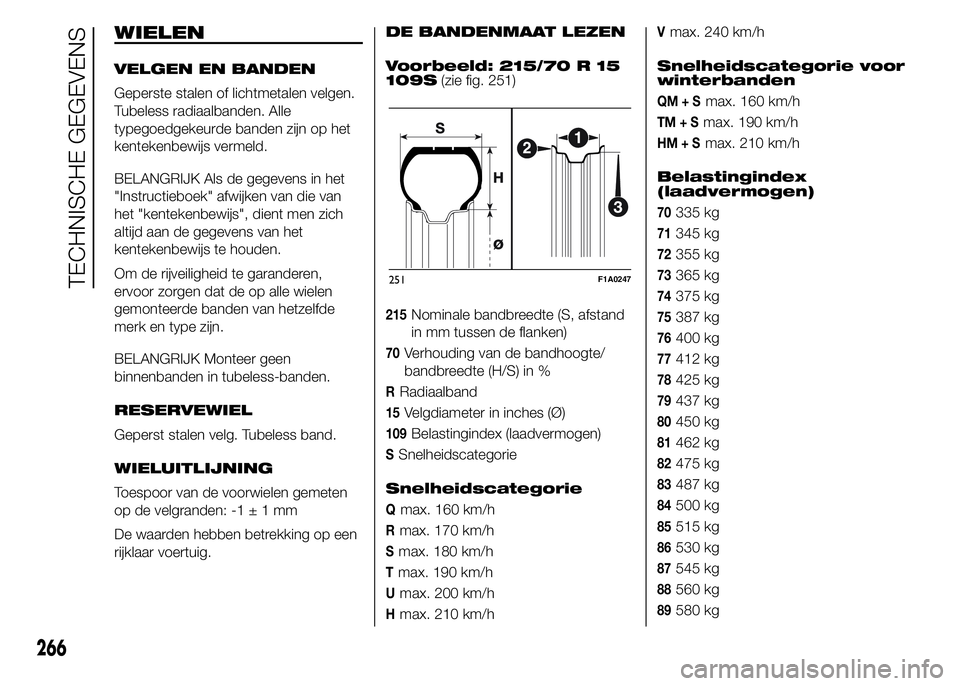 FIAT DUCATO BASE CAMPER 2015 Instructieboek (in Dutch) WIELEN
VELGEN EN BANDEN
Geperste stalen of lichtmetalen velgen.
Tubeless radiaalbanden. Alle
typegoedgekeurde banden zijn op het
kentekenbewijs vermeld.
BELANGRIJK Als de gegevens in het
"Instruct FIAT DUCATO BASE CAMPER 2015 Instructieboek (in Dutch) WIELEN
VELGEN EN BANDEN
Geperste stalen of lichtmetalen velgen.
Tubeless radiaalbanden. Alle
typegoedgekeurde banden zijn op het
kentekenbewijs vermeld.
BELANGRIJK Als de gegevens in het
"Instruct