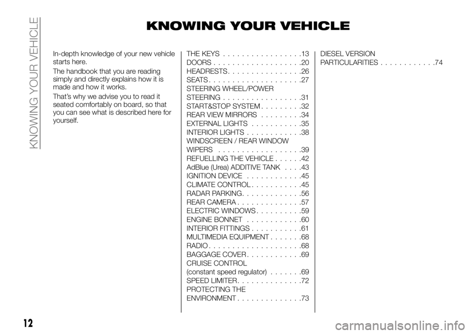FIAT TALENTO 2021 Owner handbook (in English) KNOWING YOUR VEHICLE
In-depth knowledge of your new vehicle
starts here.
The handbook that you are reading
simply and directly explains how it is
made and how it works.
That’s why we advise you to r FIAT TALENTO 2021 Owner handbook (in English) KNOWING YOUR VEHICLE
In-depth knowledge of your new vehicle
starts here.
The handbook that you are reading
simply and directly explains how it is
made and how it works.
That’s why we advise you to r