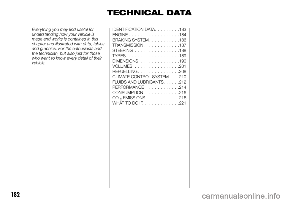 FIAT TALENTO 2019  Owner handbook (in English) TECHNICAL DATA
Everything you may find useful for
understanding how your vehicle is
made and works is contained in this
chapter and illustrated with data, tables
and graphics. For the enthusiasts and
