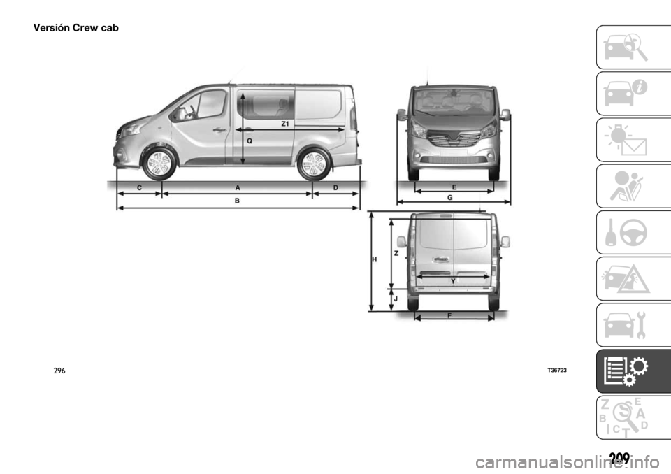 FIAT TALENTO 2020  Manual de Empleo y Cuidado (in Spanish) Versión Crew cab
296T36723
209 
