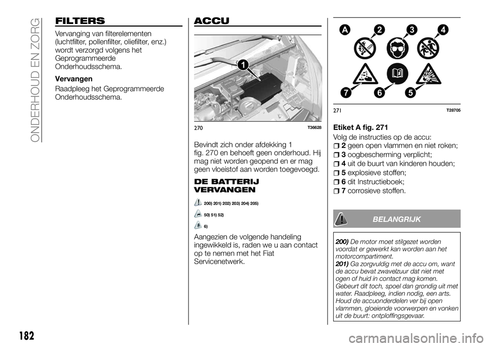 FIAT TALENTO 2018 Instructieboek (in Dutch) FILTERS
Vervanging van filterelementen
(luchtfilter, pollenfilter, oliefilter, enz.)
wordt verzorgd volgens het
Geprogrammeerde
Onderhoudsschema.
Vervangen
Raadpleeg het Geprogrammeerde
Onderhoudssche FIAT TALENTO 2018 Instructieboek (in Dutch) FILTERS
Vervanging van filterelementen
(luchtfilter, pollenfilter, oliefilter, enz.)
wordt verzorgd volgens het
Geprogrammeerde
Onderhoudsschema.
Vervangen
Raadpleeg het Geprogrammeerde
Onderhoudssche