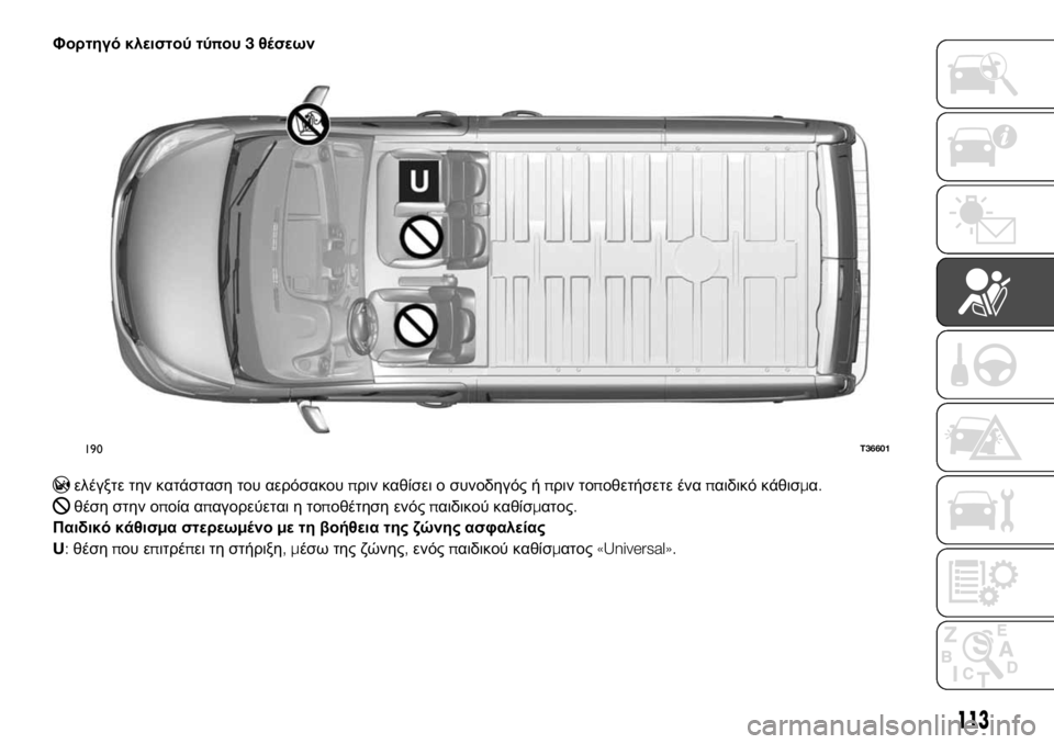 FIAT TALENTO 2017 ΒΙΒΛΙΟ ΧΡΗΣΗΣ ΚΑΙ ΣΥΝΤΗΡΗΣΗΣ (in Greek) Φορτηγό κλειστού τύπου3θέσεων
ελέγξτε την κατάσταση του αερόσακουπριν καθίσει ο συνοδηγός ήπριν τοποθετήσε FIAT TALENTO 2017 ΒΙΒΛΙΟ ΧΡΗΣΗΣ ΚΑΙ ΣΥΝΤΗΡΗΣΗΣ (in Greek) Φορτηγό κλειστού τύπου3θέσεων
ελέγξτε την κατάσταση του αερόσακουπριν καθίσει ο συνοδηγός ήπριν τοποθετήσε