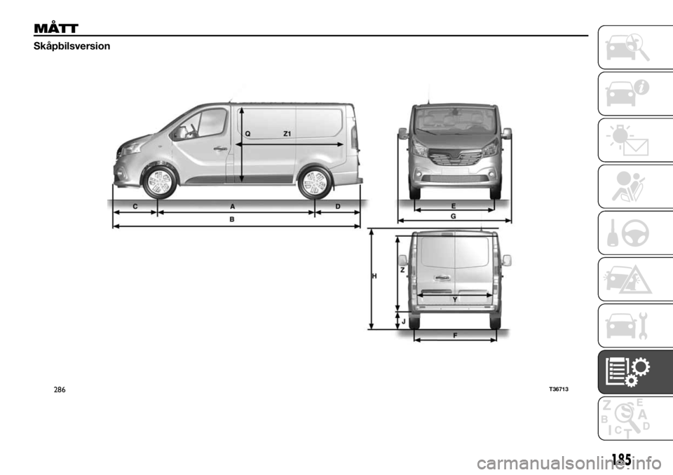FIAT TALENTO 2017  Drift- och underhållshandbok (in Swedish) MÅTT
Skåpbilsversion
286T36713
185 