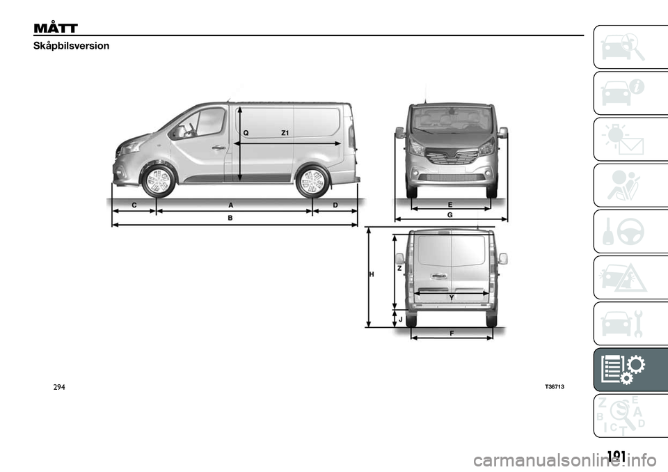 FIAT TALENTO 2020  Drift- och underhållshandbok (in Swedish) MÅTT
Skåpbilsversion
294T36713
191 