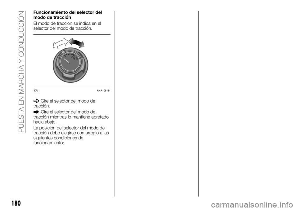 FIAT FULLBACK 2017 Manual de Empleo y Cuidado (in Spanish) Funcionamiento del selector del
modo de tracción
El modo de tracción se indica en el
selector del modo de tracción.
Gire el selector del modo de
tracción.
Gire el selector del modo de
tracción mi FIAT FULLBACK 2017 Manual de Empleo y Cuidado (in Spanish) Funcionamiento del selector del
modo de tracción
El modo de tracción se indica en el
selector del modo de tracción.
Gire el selector del modo de
tracción.
Gire el selector del modo de
tracción mi