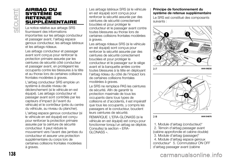FIAT FULLBACK 2017 Notice dentretien (in French) AIRBAG DU
SYSTÈME DE
RETENUE
SUPPLÉMENTAIRE
La notice relative aux airbags SRS
fournissent des informations
importantes sur les airbags conducteur
et passager avant, l'airbag espace
genoux condu FIAT FULLBACK 2017 Notice dentretien (in French) AIRBAG DU
SYSTÈME DE
RETENUE
SUPPLÉMENTAIRE
La notice relative aux airbags SRS
fournissent des informations
importantes sur les airbags conducteur
et passager avant, l'airbag espace
genoux condu