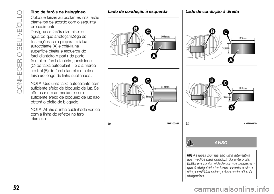 FIAT FULLBACK 2018 Manual de Uso e Manutenção (in Portuguese) ilustrações para preparar a faixa
autocolante (A) e colá-la na
superfície direita e esquerda do
farol dianteiro.A partir da parte
frontal do farol dianteiro, posicione
(C) da faixa autocolante e a FIAT FULLBACK 2018 Manual de Uso e Manutenção (in Portuguese) ilustrações para preparar a faixa
autocolante (A) e colá-la na
superfície direita e esquerda do
farol dianteiro.A partir da parte
frontal do farol dianteiro, posicione
(C) da faixa autocolante e a