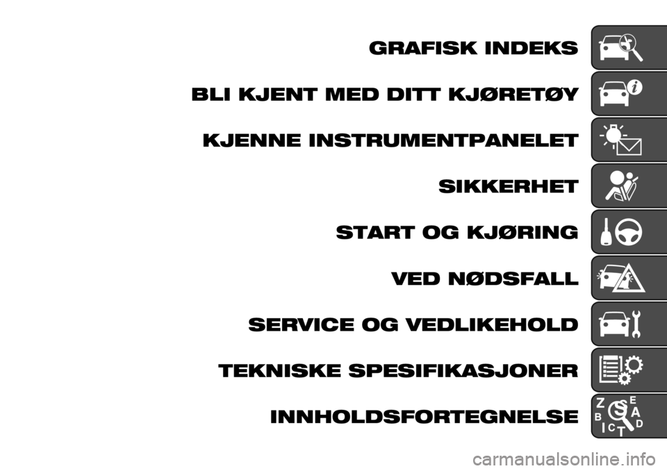 FIAT FULLBACK 2019 Drift- og vedlikeholdshåndbok (in Norwegian) 3*-52#, 2&$",#
)!2 ,4"&% 6"$ $2%% ,4’*"%’(
,4"&&" 2 FIAT FULLBACK 2019 Drift- og vedlikeholdshåndbok (in Norwegian) 3*-52#, 2&$",#
)!2 ,4"&% 6"$ $2%% ,4’*"%’(
,4"&&" 2