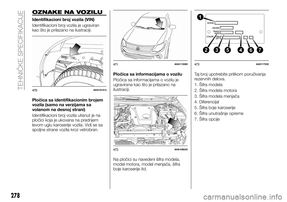 FIAT FULLBACK 2017  Knjižica za upotrebu i održavanje (in Serbian) OZNAKE NA VOZILU
Identifikacioni broj vozila (VIN)
Identifikacioni broj vozila je ugraviran
kao što je prilazano na ilustraciji.
Pločica sa identifikacionim brojem
vozila (samo na verzijama sa
volan