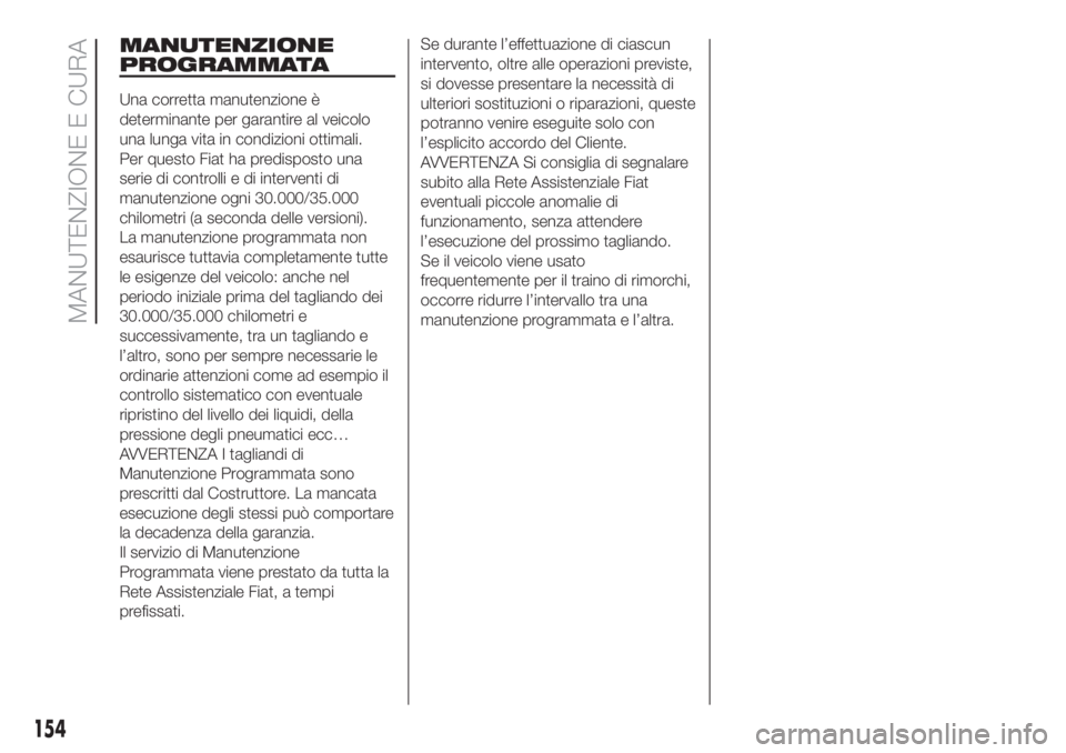FIAT DOBLO COMBI 2018 Libretto Uso Manutenzione (in Italian) MANUTENZIONE
PROGRAMMATA
Una corretta manutenzione è
determinante per garantire al veicolo
una lunga vita in condizioni ottimali.
Per questo Fiat ha predisposto una
serie di controlli e di interventi FIAT DOBLO COMBI 2018 Libretto Uso Manutenzione (in Italian) MANUTENZIONE
PROGRAMMATA
Una corretta manutenzione è
determinante per garantire al veicolo
una lunga vita in condizioni ottimali.
Per questo Fiat ha predisposto una
serie di controlli e di interventi