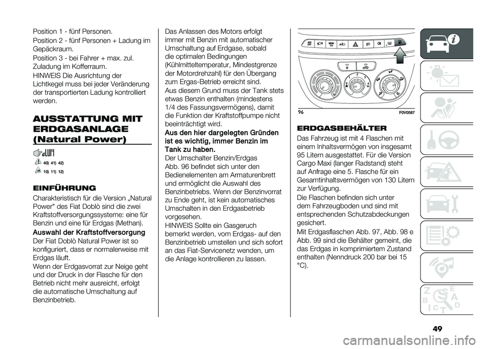 FIAT DOBLO COMBI 2019  Betriebsanleitung (in German) ��
�.��
����� �J �0 ���� �.�	��
���	��
�.��
����� �: �0 ���� �.�	��
���	� �R ������ ��
�+�	�$�(� ������
�.��
����� �L �0 ��	� �����	� �R ���