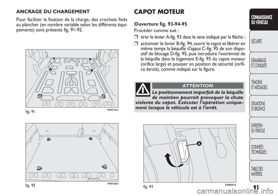 FIAT DOBLO COMBI 2011 Notice dentretien (in French) 91
CONNAISSANCE
DU VÉHICULE
SÉCURITÉ
DÉMARRAGE
ET CONDUITE
TÉMOINS
ET MESSAGES
SITUATIONS
D’URGENCE
ENTRETIEN
DU VÉHICULE
DONNÉES
TECHNIQUES
TABLE DES
MATIÈRES
ANCRAGE DU CHARGEMENT
Pour f FIAT DOBLO COMBI 2011 Notice dentretien (in French) 91
CONNAISSANCE
DU VÉHICULE
SÉCURITÉ
DÉMARRAGE
ET CONDUITE
TÉMOINS
ET MESSAGES
SITUATIONS
D’URGENCE
ENTRETIEN
DU VÉHICULE
DONNÉES
TECHNIQUES
TABLE DES
MATIÈRES
ANCRAGE DU CHARGEMENT
Pour f