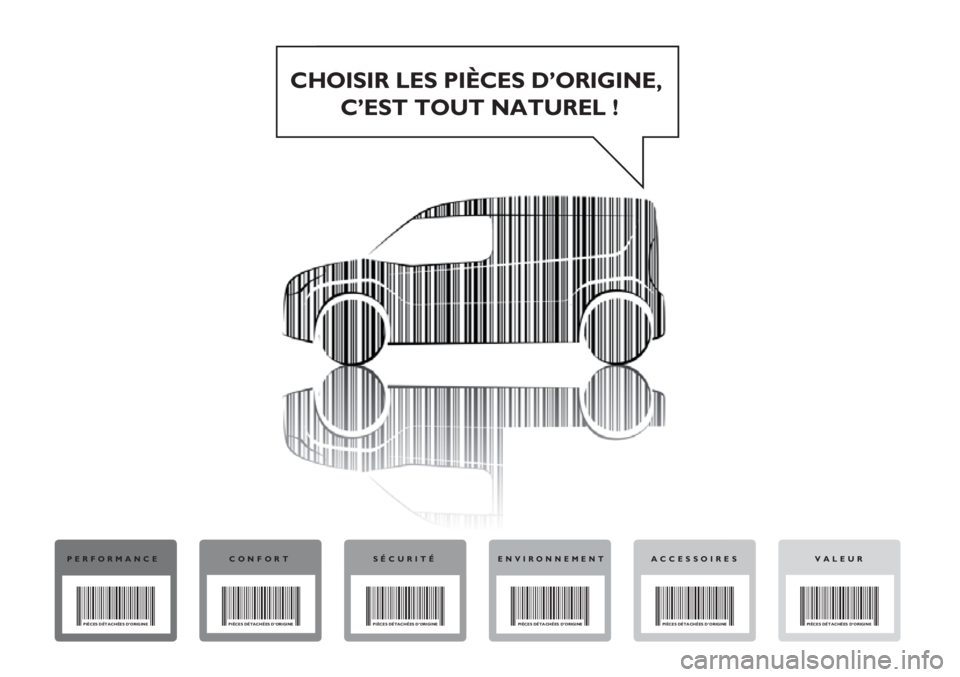 FIAT DOBLO COMBI 2012 Notice dentretien (in French) CHOISIR LES PIÈCES D’ORIGINE,C’EST TOUT NATUREL !
PERFORMANCE
PIÈCES DÉTACHÉES D’ORIGINE
CONFORT
PIÈCES DÉTACHÉES D’ORIGINEPIÈCES DÉTACHÉES D’ORIGINE
ENVIRONNEMENT
PIÈCES DÉTACH FIAT DOBLO COMBI 2012 Notice dentretien (in French) CHOISIR LES PIÈCES D’ORIGINE,C’EST TOUT NATUREL !
PERFORMANCE
PIÈCES DÉTACHÉES D’ORIGINE
CONFORT
PIÈCES DÉTACHÉES D’ORIGINEPIÈCES DÉTACHÉES D’ORIGINE
ENVIRONNEMENT
PIÈCES DÉTACH