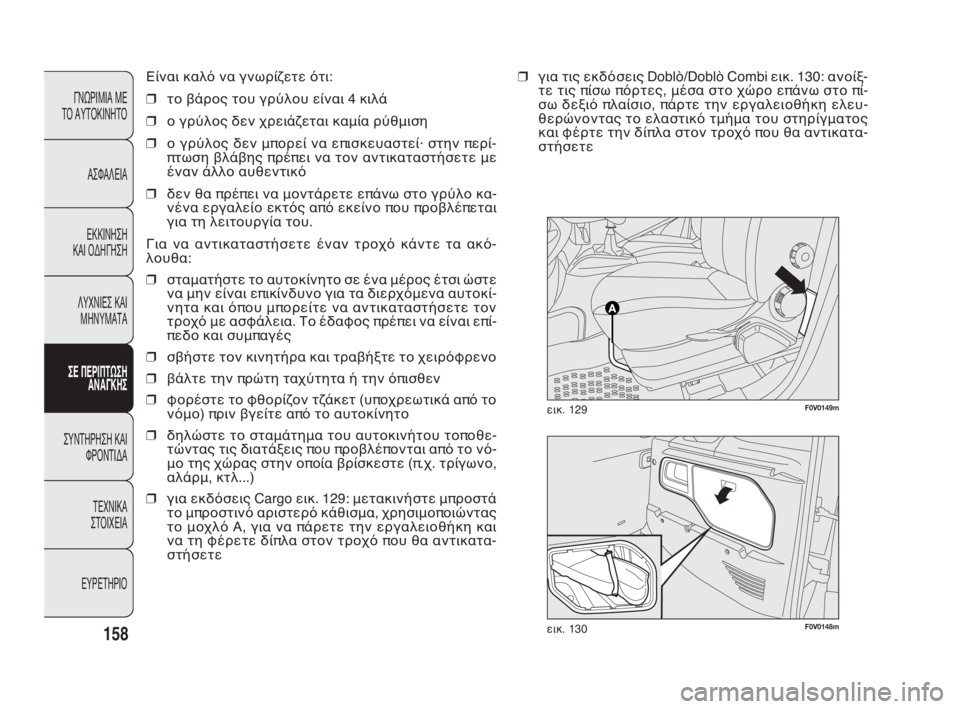 FIAT DOBLO COMBI 2010 ΒΙΒΛΙΟ ΧΡΗΣΗΣ ΚΑΙ ΣΥΝΤΗΡΗΣΗΣ (in Greek) F0V0148mεικ. 130
F0V0149mεικ. 129
Είναι καλό να γνωρίζετε ότι:
❒το βάρος του γρύλου είναι 4 κιλά
❒ο γρύλος δεν χρειάζεται FIAT DOBLO COMBI 2010 ΒΙΒΛΙΟ ΧΡΗΣΗΣ ΚΑΙ ΣΥΝΤΗΡΗΣΗΣ (in Greek) F0V0148mεικ. 130
F0V0149mεικ. 129
Είναι καλό να γνωρίζετε ότι:
❒το βάρος του γρύλου είναι 4 κιλά
❒ο γρύλος δεν χρειάζεται