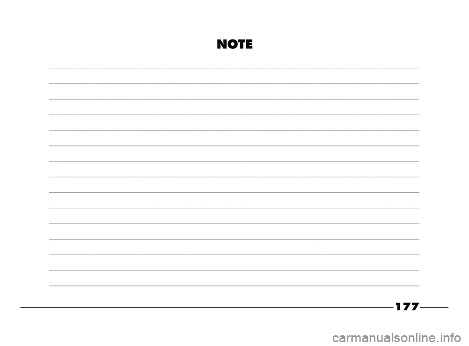 FIAT STRADA 2012  Libretto Uso Manutenzione (in Italian) 177
NOTE
155-184 STRADA LUM I 1ed  19-01-2012  10:00  Pagina 177 